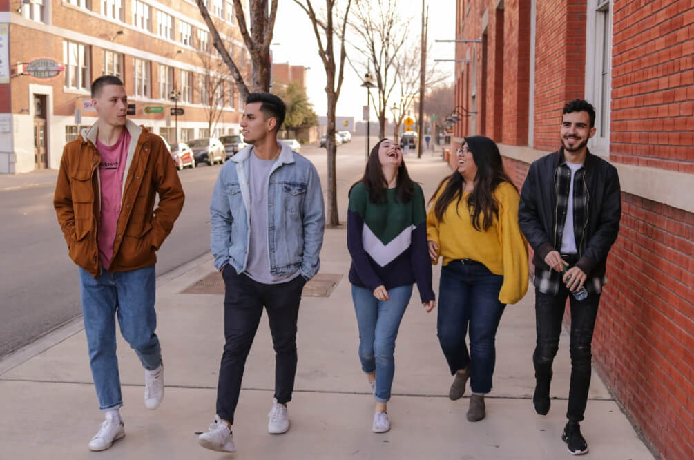 Group of friends walking